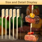 500 Pcs 3.5 Inch Assorted Bamboo Wood Steak Markers, PEOUWNES Steak Temperature Sticks Paddle Skewers for BBQ Party Kitchen Parties Catering Cocktail Fruit Grilling Roasting or Buffets Food