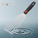 Fish Spatula Stainless Steel, Flexible Metal Spatulas with Silicone Handle, Slotted Turner for Kitchen, Cooking, Grilling, Flipping, Turning, Egg, Pancake and Burger (Small, 10.3 Inch)