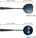 ZhenSanHuan Chinese Traditional HandMade Iron Spatula & Ladle Wok Tool Set,Long wok utensils (Ladle and Spatula Set, 32CM/12.6'')