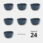Organic Shape Restaurant Cereal Bowl 5.5", Commerical Grade Catering Stoneware Rice bowl in Ir-regular Organic Shape, Chip & Scratch Resistant, Glossy Reactive Glaze Blue, Case of 24