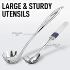 Zulay Kitchen Stainless Steel Cooking Utensil - Stainless Steel Kitchen Utensil - Durable Kitchen Gadgets - Metal Kitchen Accessories - Easy to Clean Kitchen Tools - 5 Piece Set