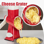 Cheese Grater Hand Crank Rotary Vegetables Shredder with Handle, 3-in-1 Graters with Interchangeable Blades and Strong Suction Base Multifunctional Slicer for Kitchen