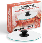 Northwest Enterprises Bacon Press, Round Tempered Glass Bacon Press and Splatter Shield, Perfectly Cooked Flat Bacon Every time! (8 Inch)