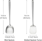 18/10 Stainless Steel Cooking Utensils,2 Pcs All Metal Stainless Steel Kitchen Utensils Set with Wok Spatula,Slotted Spatula Turner(Dishwasher Safe)