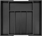 Utoplike Bamboo Silverware Drawer Organizer, Expandable Kitchen Utensils Drawer Organiser, Cutlery Tray Dividers, Flatware Caddy Drawer Insert, Office Supplies, Black 5-7 Slot