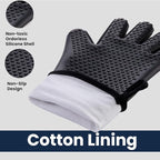 GEEKHOM BBQ Gloves X-Large, Heat Resistant Kitchen Silicone Oven Mitts, Waterproof Oven Gloves, BBQ Grill Accessories for Baking, Fryer, Smoker, Weber, Pizza, Microwave, Non-Slip, Black