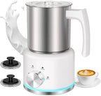 Milk Frother, 16.9 OZ Milk Frother and Steamer, 4 in 1 Electric Milk Frother Dishwasher Safe, Durable Silent Working Frother for Coffee, Hot and Cold Foam Maker, White