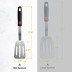 Stainless Steel Flexible Spatula Turner, VOVOLY Thin Metal Slotted Spatula for Cast Iron Skillet, Thin Blade and Heat Resistant Silicone Handle, Great for Egg, Cookie, Meat, Crep, Medium
