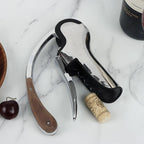 KAYCROWN Stainless Steel Wine Bottle Opener, Vertical Lever Corkscrew with Built-in Foil Cutter Design, Manual Handheld Corkscrew with Ergonomic Lever Pump