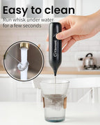 Elementi Milk Frother Rechargeable Drink Mixer Wand - Powerful USB-C Rechargeable Frother & Coffee Mixer Wand - Hand Held Milk Foamer Whisk to Make Perfect Cappuccinos, Lattes & Drink Mixes (White)