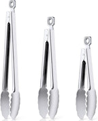 Kitchen Tongs for Cooking - 7 Inch & 9 Inch & 12 Inch Heat Resistant Stainless Steel Metal Locking Tong, BBQ Tongs Grill Tong for Cooking, Grilling, BBQ/Barbecue, Food (7+9+12 inch)