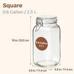 ComSaf Airtight Glass Jars with Lids 78oz Set of 3, Food Storage Canister Square - Storage Container with Clear Preserving Seal Wire Clip Fastening for Kitchen Canning Flour, Cereal, Pasta, Beans