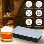 2 Pack Large Ice Cube Trays for Whiskey, Big Silicone Ice Cube Trays 2 inch Square Cubes, Huge Square Ice Cube Maker, Silicone Molds for Whiskey, Bourbon, and Cocktails, BPA-Free & Dishwasher