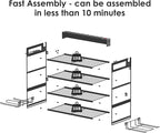 CCCEI Garage Tools Storage with Charging Station. Power Tool Battery Organizer Utility Shelf with Power Strip. 4 Drills Holder Wall Mount Rack, Black 4 Layer.