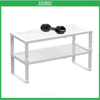 Metal Stackable Expandable Storage Shelf - Multi-Functional Home Storage Shelf, Suitable for Kitchen, Cabinet，Bathroom, Office, Garage, etc.（3PACKS/White/Medium