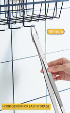 JETKONG 2 Pcs 16-Inch Food Tweezers Extra Long Kitchen Tweezer Tong Chopsticks Tongs Large Stainless Steel Cooking Tweezers (Round-Tips)