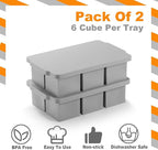 Nax Caki Large Ice Cube Tray with Lid Pack of 2, Stackable Big Silicone Square Ice Cube Mold for Whiskey Cocktails Bourbon Soups Frozen Treats, BPA Free
