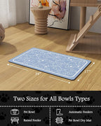Pet Feeding Mat-Absorbent Dog Mat for Food and Water Bowl-No Stains Quick Dry Water Dispenser Mat-Dog Accessories Pet Supplies-Bowl for Messy Drinkers（BLUEDOGS,17"x34"
