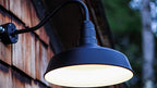 Steel Lighting Co. Gardena Barn Light | Outdoor Wall Mounted | 16" Dome | 23" Gooseneck | Farmhouse Light Made in America | Matte Black Exterior/Matte Black Interior