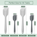 Silicone Spatula Set, Premium Spatulas Silicone Heat Resistant 2 Small & 2 Large Flexible Scraper for Nonstick Cookware, Rubber Spatula for Kitchen Mixing Baking Cooking Use, Soft Spatula - Gray