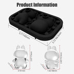 3D Rabbit Shapes Ice Cube Mold Silicone Large Ice Cube Molds 2.5 inch Animal Ice Cube Tray for Cocktails, Bourbon,Brandy, Whiskey Gifts for Men (Black)