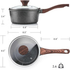 SENSARTE Nonstick Sauce Pan with Lid Saucepan Set, Swiss Granite Coating Sauce Pot Kitchen Cooking Pot, Induction Comptable, Free of Intentionally Added PFOA, 1.5 + 2.5 QT