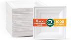 ECO SOUL Compostable Paper Plates 6 Inch (1000 Count) Heavy Duty Disposable Dessert Plates, Eco-Friendly Sugarcane Bagasse Small Plates For Appetizer- White