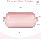 Enameled Cast Iron Loaf Pan with Lid, Dutch Oven Bread pan for Homemade Sourdough Bread Baking, 12.5x5.5 inch, 5qt, Pink