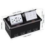 KYHSHJ Dual Pop-Up Floor Electrical Outlet Box Kit，20 Amp Stainless Steel USB TR Receptacle Outlet，3-Port RJ45 Datacom Receptacle，Oil Rubbed Bronze