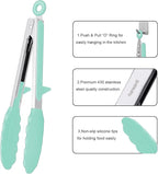 4 Pack Silicone Kitchen Cooking Tongs Set, Stainless Steel Nonstick Food Tong with BPA Free Silicone Tips for Serving Pasta Spaghetti Steak Pie Pizza Salad Vegetable Fruit Grilling BBQ Buffet 9" & 12"