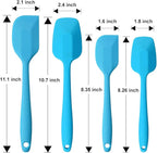 Silicone Spatulas Set, Rubber Spoon Spatula Heat Resistant Spoonula One Piece Design Seamless Spatula Non-Stick Scrapers Baking Mixing Tool (Blue Set)