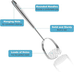 Potato Masher Stainless Steel - Mashed Potato Masher Kitchen Utensil，Potato Smasher For Potatoes, Bean, Vegetable & Fruits，Pet Food, Heavy Duty Metal Avocados Smasher Tool, Dishwasher Safe, 14 Inch