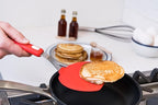 Silicone Pancake Spatula | Wide Beveled Edge Flipper with Stainless Steel Curved Handle | Heat Resistant Non-Stick Cooking