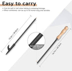 AGM Fire Poker for Fire Pit, 32" Long Heavy Duty Campfire Poker Stick with Wooden Handle for Camping, Fireplace, Bonfires, Rust Resistant Portable Fire Pit Tools Accessories for Outdoor & Indoor