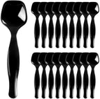 18 Count Disposable Black Plastic Serving Spoons for Buffet, Large Serving Spoons Heavy Duty Disposable Serving Utensils for Catering Wedding Holiday Party Events (Black, 18pcs spoons)