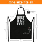BBQ Funny Apron for Men - Best Dad Ever - Chef Bib Apron with 2 Pockets, Adjustable Neck Strap and 40" Long Ties - Best for Kitchen Cooking, Grilling, Baking, Gardening - Black