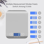 Digital Shipping Scale,Stainless Steel Panel, Accurate 5kg/1g Portable Postal Scale for Packages, Small Business,Kitchen, Food, Handmade, Liquids, and Boutique (Silver)