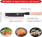 WILDMOK Left Handed 7 Inch Nakiri Knife German Stainless Steel Vegetable Chopping Knife Asian Usuba Chef's Knife for Left Handed