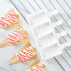Pastry Tek 4 Cavities Popsicle Molds, 10 Rectangle Cakesicle Molds - Flexible, Freezable, White Silicone Cake Popsicle Molds, Easy Release, For Baking - Restaurantware