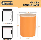 SHOWIN Thick Candle Jars for Making Candles 16 Pcs, 7 OZ Empty Jars with Wood Lids for Candle Making, Sample Container, Fall