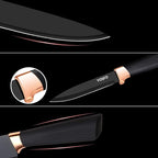 Stainless Steel Chef Knife Set, 6 Piece - Includes 8" Chef, 8" Bread, 7" Santoku, 5" Utility, 8" Carving & 3.5" Paring Knives (Black)