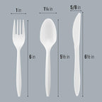 Plasticpro Cutlery Plastic Combo Sets Medium Weight Disposable Silverware White (1000 Count)