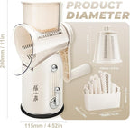 ZHANG XIAO QUAN SINCE 1628 5-in-1 Interchangeable Blades Rotary Cheese Grater Hand Crank, Cheese Shredder Mandoline Vegetable Julienne Slicer Cutter Nut Chopper with Anti-Slip Base, Cream