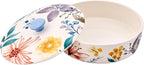 Bico Blossom Symphony Ceramic Tortilla Warmer, 8.9 Inch Tortilla Holder with Lid for Taco Bread Pancake for Mexican Night and Party, Microwave and Dishwasher Safe