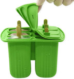 Bangp Popsicle Molds,6 Pieces Popsicles Molds Silicone BPA Free,Homemade Popsicle Maker,Reusable Easy Release Ice Pop Molds for Kids Adults,with 50 Popsicle Sticks and 50 Popsicle Bags(Green)