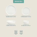 Gibson Home Oslo Porcelain Chip and Scratch Resistant Dinnerware Set, Service for 4 (16pcs), Ceramic Plates and Bowls Dishes Sets, White - Microwave and Dishwasher Safe