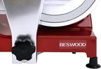 BESWOOD 10" Electric Deli Meat Slicer, Cheese Food Slicer with Premium Chromium-plated Steel Blade, for Home and Commercial use, 240W, Serving Plate included, Classic Red