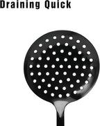 Skimmer Spoon, Slotted Spoons for Cooking, Slotted Spoon, Kitchen Stainless Steel Serving Spoons, Stainless Steel Strainer, Black