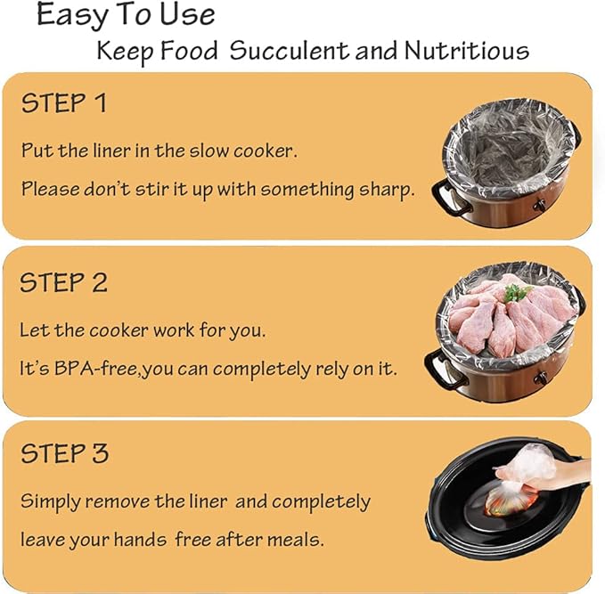 32 Bags Slow Cooker Liners, Disposable Multi Use Cooking Bags,Large Size Fit 3QT to 8QT, Plastic Bags for Slow Cooker, Pans, Aluminum Cooking Trays, BPA Free-13 x 21 Inches