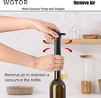 WOTOR Wine Saver Vacuum Pump with 4 Stoppers, Wine Stopper & Preserver, Reusable Bottle Sealer Keeps Fresh, Ideal Accessories Gift (Flat Handle)